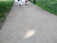 High-quality compacted path. Note scooter with small wheels comfortable riding on it