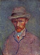 Self-portrait with a gray straw hat by Vincent van Gogh