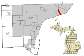 Wayne County Michigan Incorporated and Unincorporated areas Grosse Pointe highlighted.svg