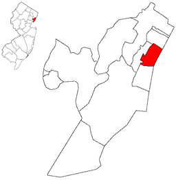 Weehawkens läge i Hudson County och delstaten New Jersey.