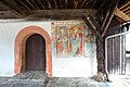 English: Gothic fresco of Saint Blaise, Madonna and Jerome on the western wall Deutsch: Gotisches Fresko der Heiligen Blasius, Madonna und Hieronymus an der West-Wand