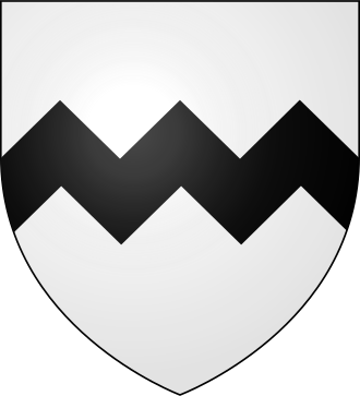 Arms of West: Argent, a fess dancettee sable. As borne today by Sackville (formerly Sackville-West), Earl De La Warr, Viscount Cantelupe, etc., heirs of Cantilupe West arms.svg