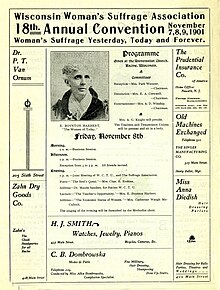 Wisconsin Woman's Suffrage Association (WWSA) convention newsletter, November 1901 Wisconsin Woman's Suffrage Association, November 1901 01.jpg