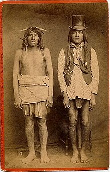 Yuma Apache men, photograph taken by E.A. Butine. 1889 Los Angeles, Ca. Yuma Apache-Yavapai Men.jpg