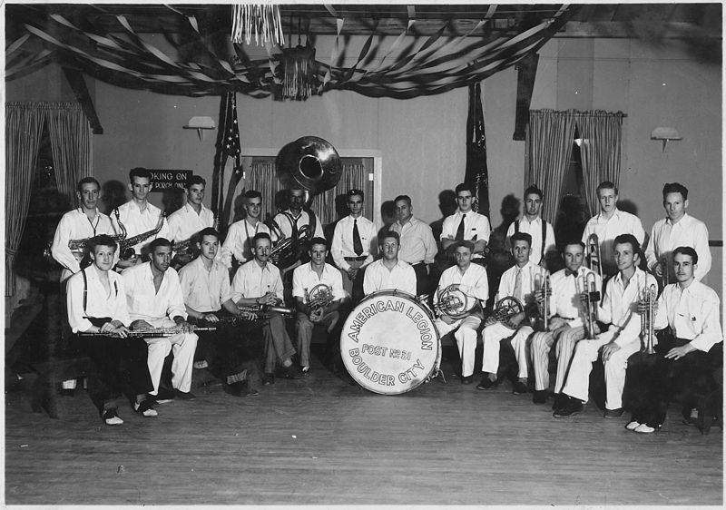 File:"Boulder City Municipal American Legion Band, Director Otto J. Littler, U.S.B.R., standing sixth from left, back row." - NARA - 293705.jpg