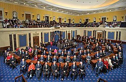 Class photo of the 111th United States Senate inside the chamber, 2009. 111th US Senate class photo.jpg