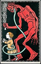 Krampus mit Kind ("Krampus with a child") postcard from around 1911
