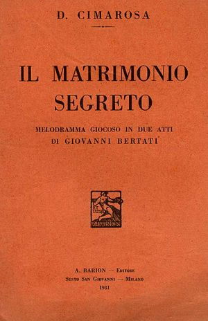 Italiano: Copertina libretto "Il matrimon...