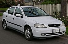 The 1998 Holden Astra continued Holden's trend of sourcing its mid-size and smaller model lines from Opel in Europe. 2000 Holden Astra (TS) CD Olympic Edition 5-door hatchback (2015-07-10) 01.jpg