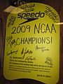 2009 women's swimming & diving NCAA Championship team signed kickboard