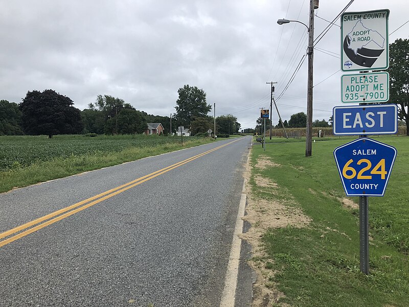 File:2018-09-10 14 28 29 View east along Salem County Route 624 (Fort Elfsborg Road) just east of Salem County Route 625 (Fort Elfsborg-Salem Road) in Elsinboro Township, Salem County, New Jersey.jpg