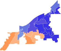 2021 Cleveland mayoral election results map by city council ward.svg