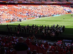 The Royal Navy Band playing prior to the 2023 Challenge Cup Final.