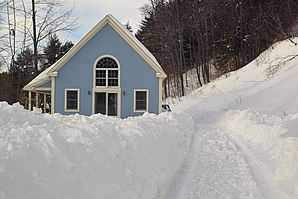 House in Monkton after a blizzard