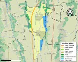 Kolorowa mapa przedstawiająca użytkowanie gruntów.