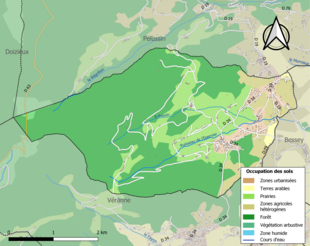 Barevná mapa znázorňující využití půdy.