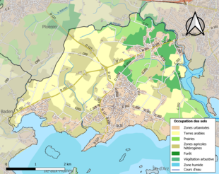 Kolorowa mapa przedstawiająca użytkowanie gruntów.