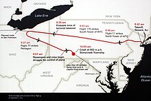 A439, Flight 93 National Memorial, Stonycreek Township, Pennsylvania, United States, memorial sign, flight path.jpg