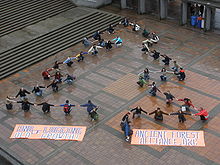 Aerial art event organized by the Ancient Forest Committee at Simon Fraser University AerialArtMar27SFUAncientForestCommittee.JPG