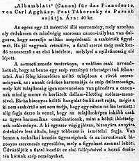 Aggházy Károly művének méltatása az egyik 1871-es számban
