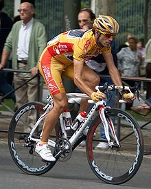 Valverde wearing the leader's jersey at the 2009 Vuelta a Espana Alejandro Valverde-Vuelta a Espana 2009- Madrid.jpg