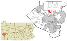 Allegheny County Pennsylvania, birleşik ve tüzel kişiliği olmayan alanlar Glenshaw vurgulanmış.svg