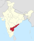 Location of the Andhra State (1953-1956) on the map of India. Andhra-India 1953.svg