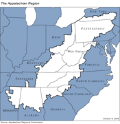 Map of the Appalachian Regional Commission