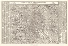 1760 (Robert de Vaugondy, Plan de la ville et des faubourgs de Paris divisé en ses vingt quartiers)