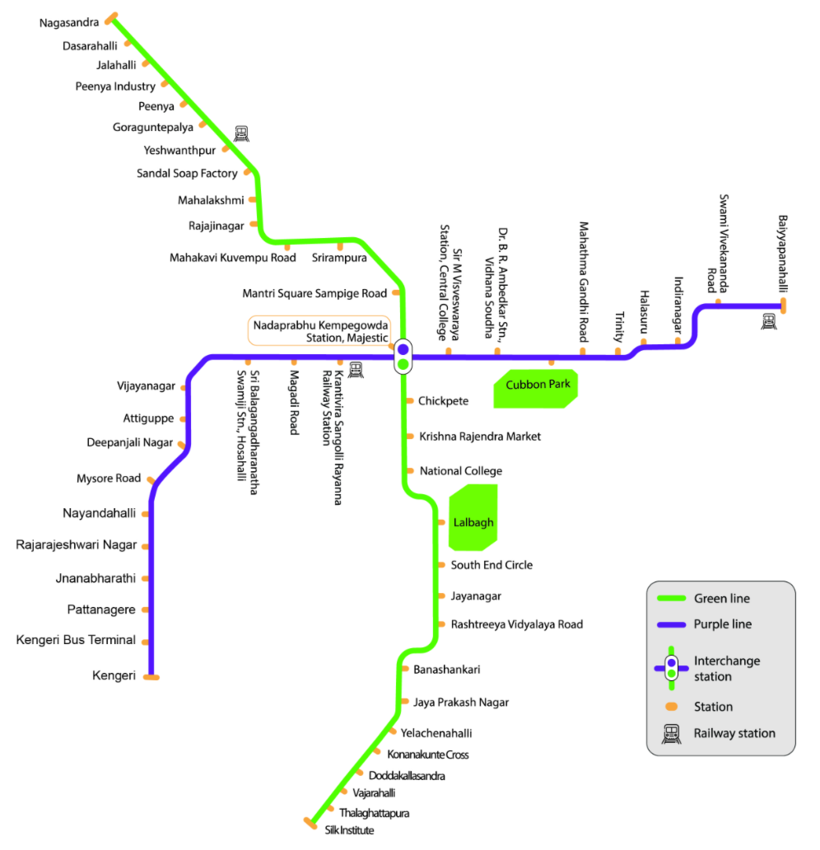 Namma Metro map (As of Dec '21)