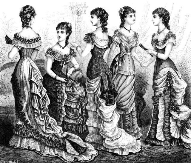 Image of Stereoscopic card depicting a young woman in corset and  undergarments