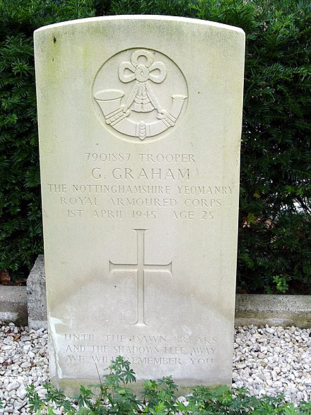 Gravestone of Trooper G. Graham, Nottinghamshire Yeomanry.