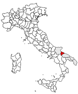 Kartet viser Provinsen Barletta-Andria-Tranis plassering i Italia