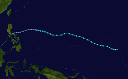 熱帶風暴巴威的路徑圖