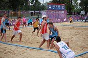 Deutsch: Beachhandball bei den Olympischen Jugendspielen 2018; Tag 5, 10. November 2018; Jungs, Platzierungsrunde - Uruguay-Italien 1:2 English: Beach handball at the 2018 Summer Youth Olympics at 11 October 2018 – Boys Consolation Round – Uruguay-Italy 1:2