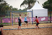 Deutsch: Beachhandball bei den Olympischen Jugendspielen 2018; Tag 6, 12. Oktober 2018; Jungen, Platzierungssspiel Ränge 9-10 – Chinese Taipei (Taiwan)-Uruguay 2:1 English: Beach handball at the 2018 Summer Youth Olympics at 12 October 2018 – Boy's Placement Match 9-10 – Chinese Taipei (Taiwan)-Uruguay 2:1
