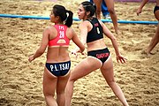 Deutsch: Beachhandball bei den Olympischen Jugendspielen 2018; Tag 6, 12. Oktober 2018; Mädchen, Hauptrundenspiel – Chinesisch Taipei (Taiwan)-Paraguay 0:2 English: Beach handball at the 2018 Summer Youth Olympics at 12 October 2018 – Girls Main Round – Chinese Taipei (Taiwan)-Paraguay 0:2