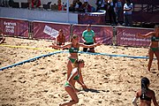 Deutsch: Beachhandball bei den Olympischen Jugendspielen 2018; Tag 4, 10. Oktober 2018; Mädchen, Vorrunde, Gruppe A - Ungarn-Chinese Taipei (Taiwan) 2:0 English: Beach handball at the 2018 Summer Youth Olympics at 10 October 2018 – Girls Preliminary Round Group A‎ – Hungary-Chinese Taipei 2:0