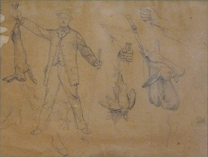 File:Bellanger C. attr. - Graphite - Feuille d'études liées à la chasse - 14.4x18.8cm.jpg