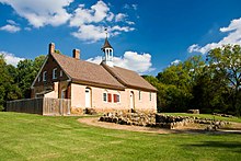 Bethabara Moravian Church, built in 1788, is part of the Bethabara Historic District. Bethabara Historic Park-1.jpg