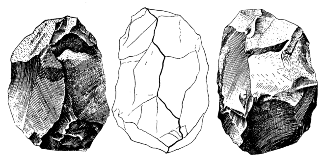 Nucleiform biface from the Acheulean site at Torralba, in Soria (Spain).