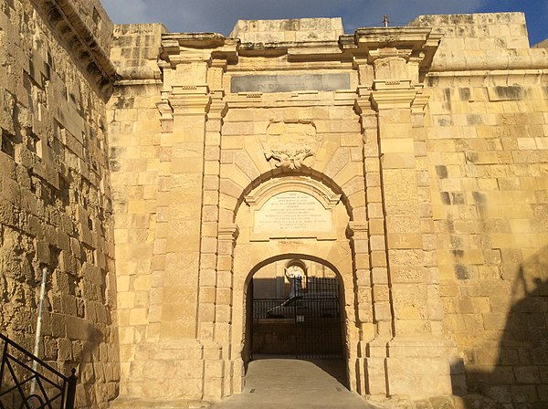 The Main Gate of Birgu, which had its coats of arms defaced during the French occupation