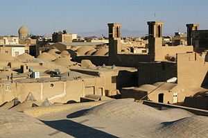 Uitzicht vanaf het dak van de bazaar over Kashan