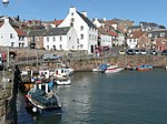 Boats and eider sheltering in Crail harbour - geograph.org.uk - 1240256.jpg