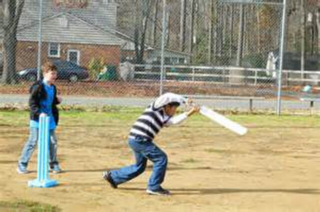 A member of the diaspora playing cricket in Virginia, America.