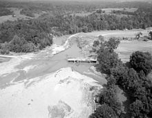 Flood damage in the vicinity of Colleen in the aftermath of Hurricane Camille Bridge on Black Creek (7797535638).jpg