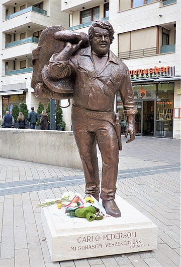 Statue en bronze à l’effigie de Bud Spencer à Budapest.