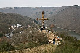 Strohkreuz für das „Burgbrennen“, Bivels, Luxemburg, März 2009