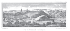 Die Burghalde 1853, mit dem vorgelagerten Hügel der Lützelburg (ohne Burg)