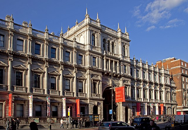 Burlington House: the Linnean Society occupies the range to the left of, and above, the entrance arch.